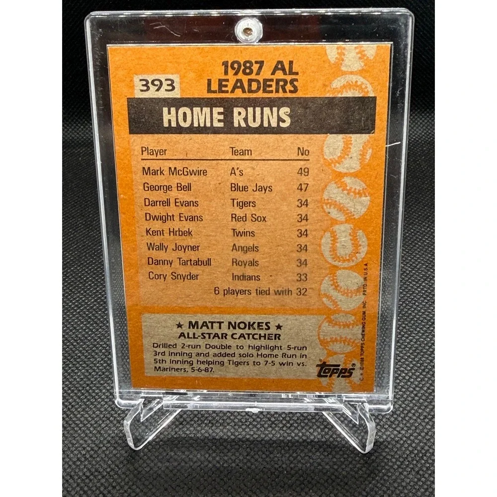 1988 Topps Matt Nokes Signed All Star Detroit Tigers Baseball Card 393 Auto